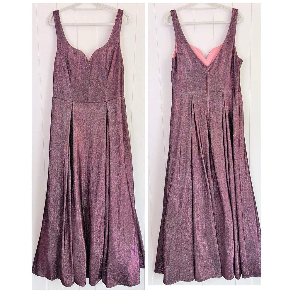 B. Smart Pink Shimmer Metallic Sweetheart Dress Formal Gown Plus Size 18W